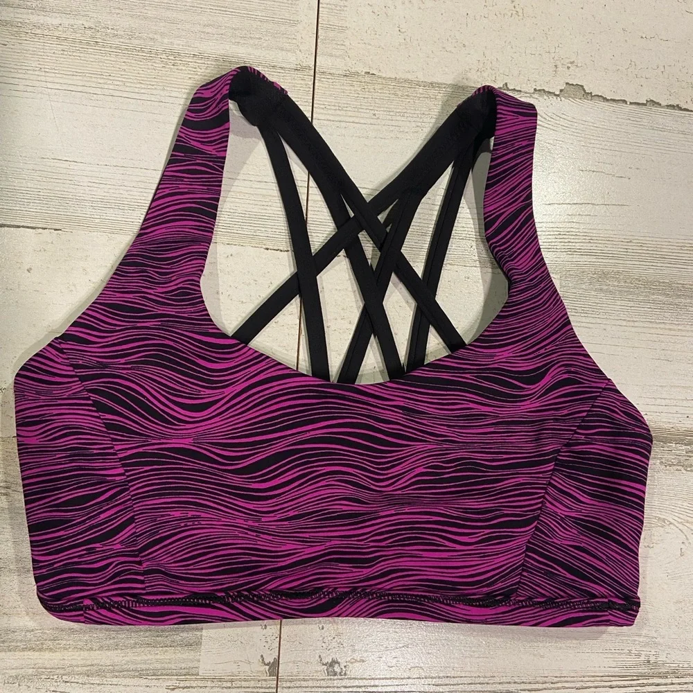 Lululemon Purple Black Zebra Striped Free To Be Tranquil Bra 4